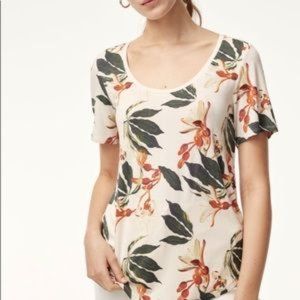 Babaton white floral short-sleeve blouse